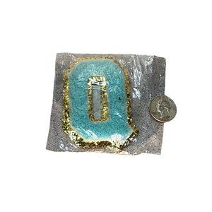 3 pcs Seafoam Green Chenille Embroidered 3" Patches with Gold Trim New 3PCS